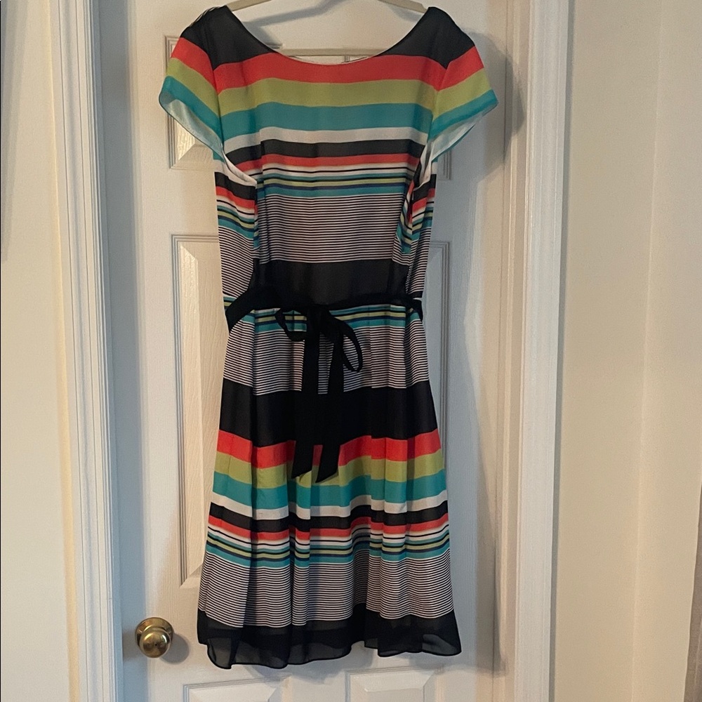 S.L. Fashions Colorful Striped Mini Dress